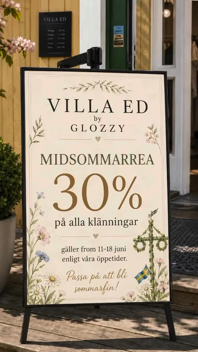 MIDSOMMARREA hos Villa Ed by Glozzy!
Just nu får du 30% rabatt på alla klänningar. Passa på att hitta din klänning inför midsommar och sommarens alla festligheter 🌤️
Gäller 11–18 juni hos @villaed_by_glozzy 👗
Vi på Villa Ed
Inredningsbutik @villaedinredning
Klädbutik @villaed_by_glozzy
Café & Bistro @cafevillaed
Frisörer @villaed.frisorerna
Injektionsbehandlare @beautylin.se
Kroppsvård & Massage @lindaholtzkroppsvard
Inemotion Psykologi @inemotionpsykologi
Keramik @lerkallan
Skulpturskogen Villa Ed
Hundfrisör @tassochtrimbyjosefin