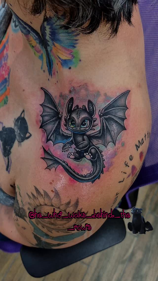 @he_who_walks_behind_the_rows #toothless #toothlesstattoo #tattoo #tattoos #howtotrainyourdragon