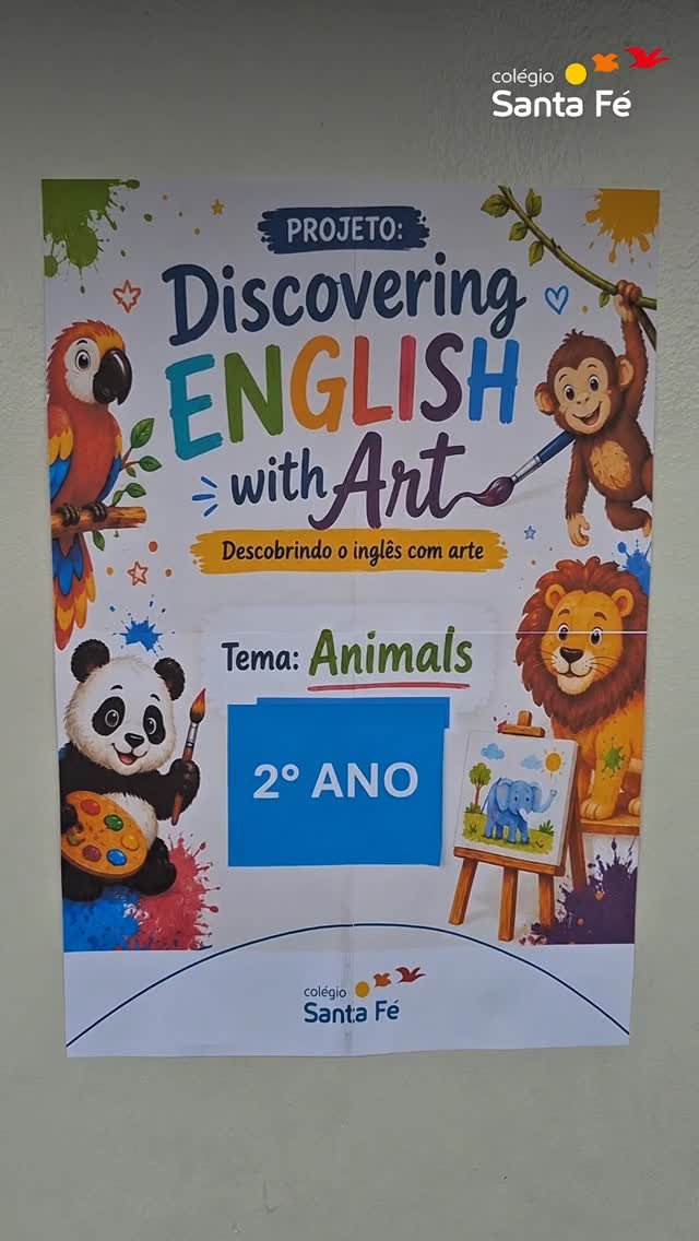 🐾🎨 Aprender fica ainda mais especial quando a criatividade faz parte do processo!
No Projeto Discovering English with Art (Descobrindo o Inglês com Arte), os alunos do 2º ano Matutino mergulharam no tema Animals, ampliando o vocabulário em inglês de forma criativa e divertida.