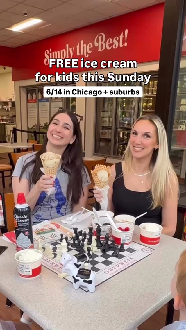 FREE scoop of ice cream for kids all day this Sunday 6/14 (only!) at @oberweisdairy with any adult purchase! 😍😍 This deal lasts the full day, but also from 11am-1pm they are doing a build-your-own sundae bar where kids can add toppings to their free scoop. This promo is for kids 12 & under only - with one free kids’ scoop per adult purchase - on Sunday, 6/14 for National Kids Day! 💗📍 available at all Oberweis locations in Chicago and the suburbs. Enjoy!! #OberweisPartner #NationalKidsDay
