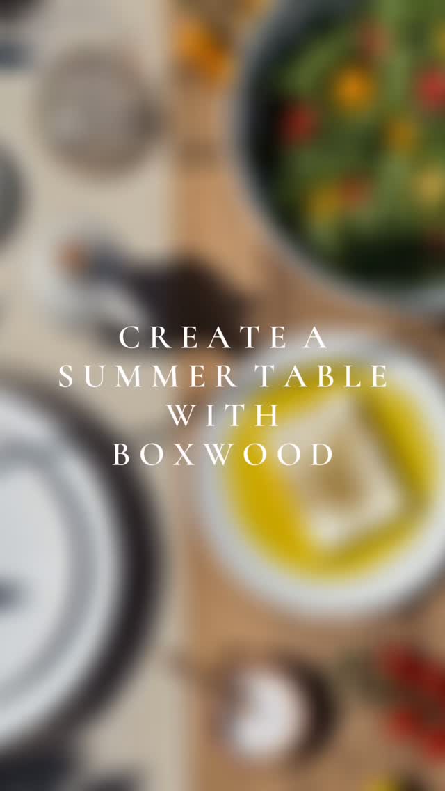 The simplest summer tables are often the most beautiful.
For this table, I layered our Pearl Dinnerware with Grey Rattan charger plates and coasters, taupe striped natural linen, and a rustic Elm Board running through the centre. Faux rosemary and lemons bring a fresh seasonal Mediterranean feel, while a simple feta salad and warm bread keep things effortlessly relaxed.
A table designed for gathering, sharing, and making the most of long summer evenings.
Which detail is your favourite?
#summerentertaining
#tablescapeinspiration
#boxwoodhomeinteriors
#gardendining
#summerstyling