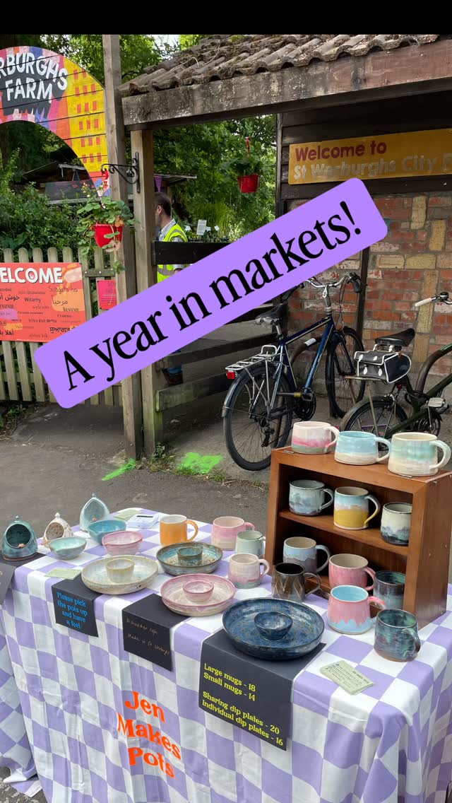 Looking back on the past year - my stall has grown, my range has grown, and certainly my market kit has grown! My confidence has grown too, and I feel at home behind my table now. Thanks to everyone who has supported me, and all the fantastic organisers of these events. #jenmakespots #stwerburghscityfarm #windmillhillmarket #pageparkartisanmarket #madeinbristolfair