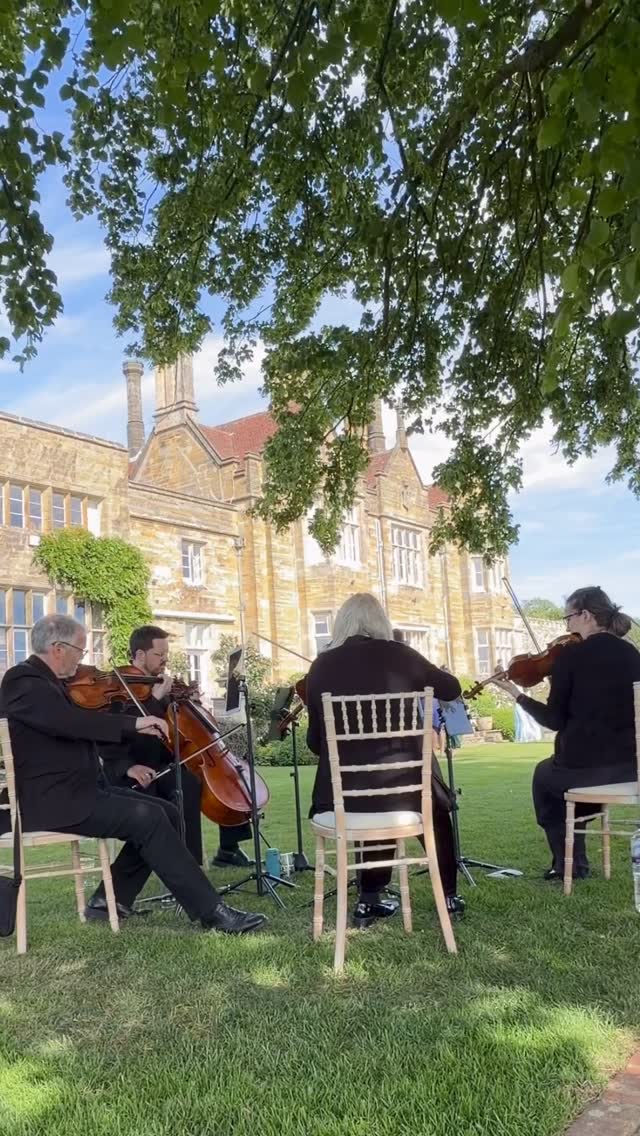 Is there anything more English than Elgar in the Garden of a Stately Home? Gorgeous afternoon at Buckhurst Park - here’s Nimrod from the Enigma Variations #weddingstringquartet #stringquartet #weddingmusic #stringquartetwedding #weddingstrings