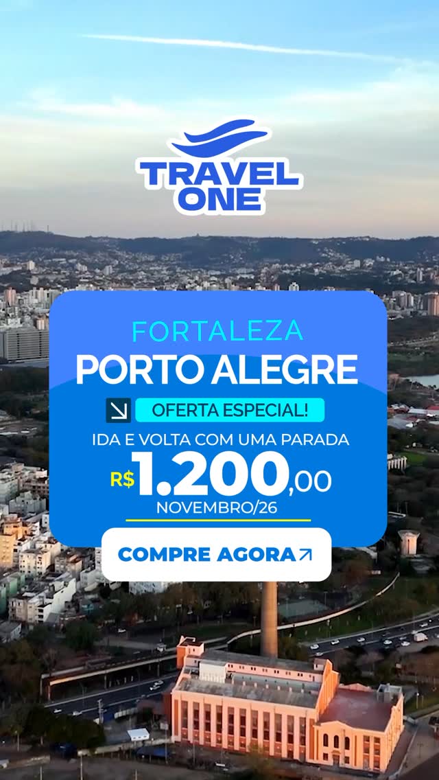 Existem viagens que mudam a rotina.
E existem oportunidades que não aparecem duas vezes.
✈️ Fortaleza ➜ Porto Alegre
💙 Novembro/2026
💰 Ida e volta a partir de R$ 1.200
Aproveite essa condição especial e descubra uma cidade cheia de história, gastronomia, cultura e experiências únicas.
📲 Fale com a gente e embarque nessa.