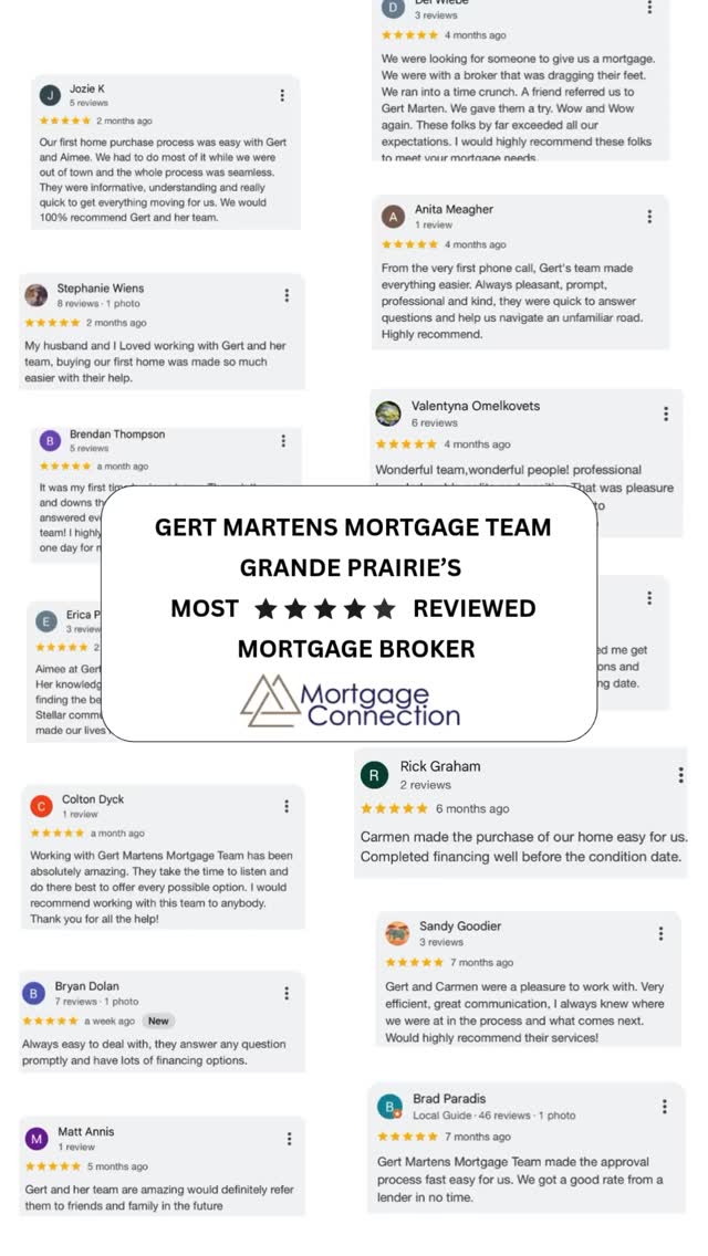 We are so grateful to each of our clients who take the time to share about their experience working with us! We love being able to go to work everyday and help people. 😃
Gert Martens- Mortgage Broker
Dominion Lending Centres- Mortgage Connection
gertmartens.ca
Gert Martens Mortgage Team | Grande Prairie Mortgage Broker | Alberta Mortgage Broker