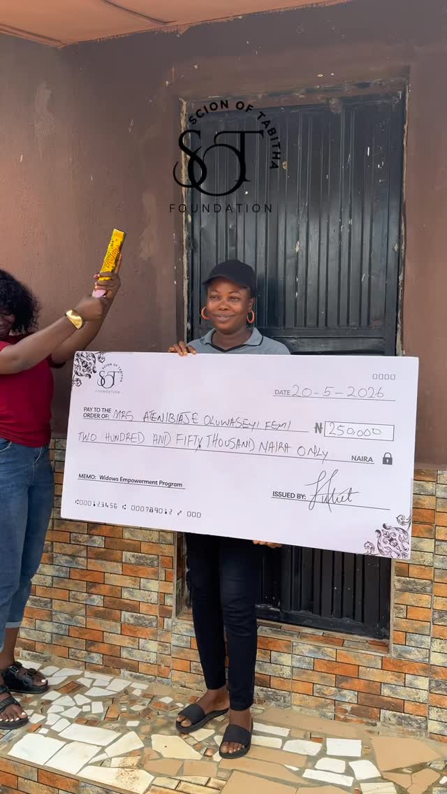 Congratulations to the third beneficiary of our Widows Livelihood Initiative – Phase 1, Mrs. Atenibiaje!
Through this initiative, we continue to honor the legacy of Dorcas Awolumate by empowering widows with grants, mentorship, leadership opportunities, education, and health awareness support.
Help us empower more widows. Click the link in bio to support.❤️
Follow us for more grant opportunities!
#widowslivelihoodinitiative #scionoftabitha #supportwidows