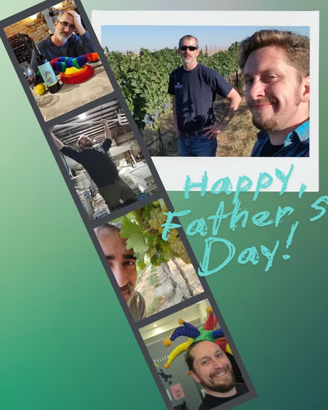 Happy Father’s Day to all of the dads out there and the moms pulling double duty!
As for our family, we’re celebrating Chris and Keith — winemakers, wine‑pourers, problem‑solvers, kid‑wranglers, and all‑around legendary dads.
Cheers to the dads who keep the stories, good humor, and good wine flowing!