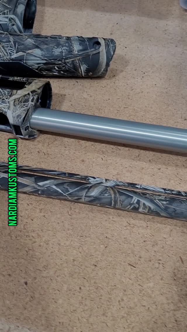 We got this Beretta in last week for a much needed recoating. Here it's getting masked off for sandblasting and then we will be Cerakoting it in a tan and green Kryptek camo. Stay tuned!