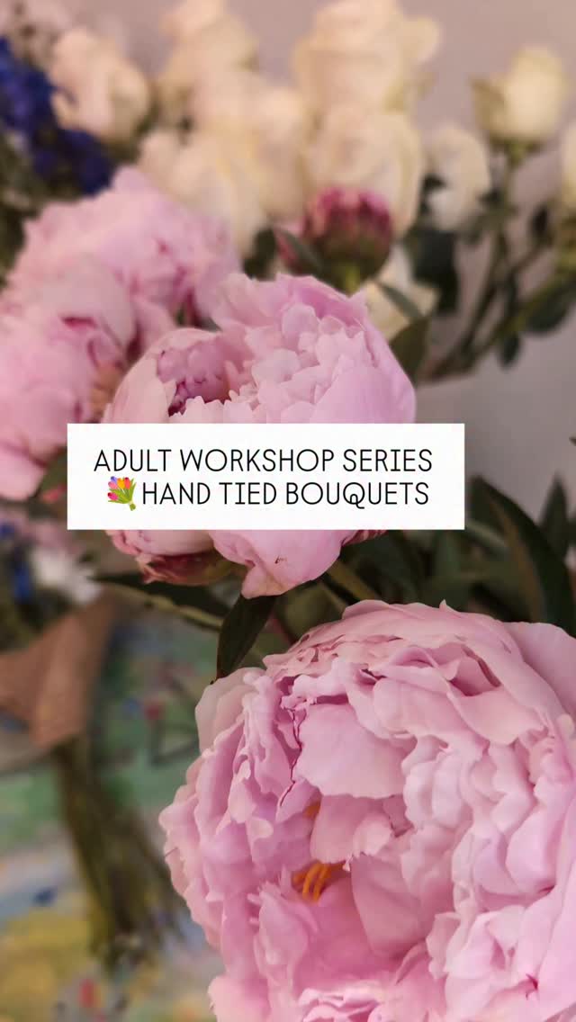 Last night we hosted the first of our Adult Workshop Series: Hand Tied Bouquets. The stars of the show were the most gorgeous Peonies surrounded by textured Veronicas and Delphiniums.
Thank you to everyone who joined us for this blooming evening of creativity and connection. Stay tuned for the next workshop in our Adult Workshop Series.