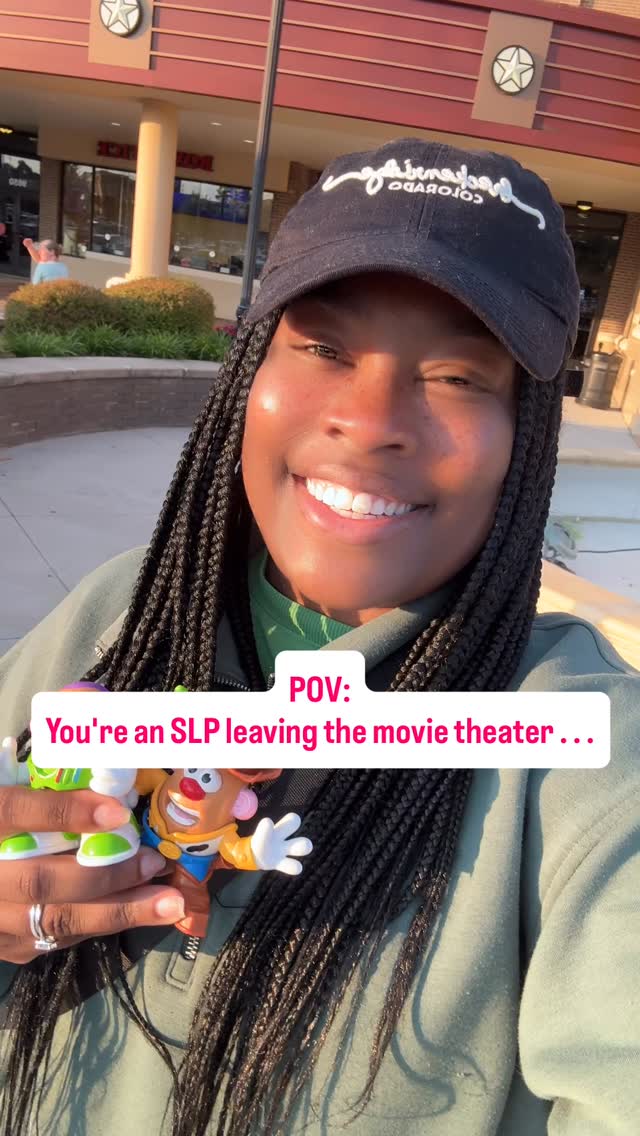 Walking out of the theater with my Woody and Buzz Lightyear Mr. Potato Heads and a HUGE smile because Toy Story 5 hit home for me. 🥹
PLAY STILL MATTERS!
As SLPs, we know that some of the richest opportunities for language development and social interactions don’t happen during worksheets or flashcards. They happen during PLAY.
It’s where children learn to:
👉🏾 take conversational turns
👉🏾 use their imagination
👉🏾 solve problems together
👉🏾 build narratives
👉🏾 negotiate, ask questions, and connect with others
In a world where screens are becoming an increasingly larger part of childhood, it was refreshing to see a story that reminded us of the value of toys, imagination, and human connection.
Because play isn’t just fun. It’s foundational.
What was your favorite toy to use in therapy when you first started as an SLP?
•
•
•
#slpeeps #playbasedlearning #toystory5 #playandlearn #speechlanguagepathology
