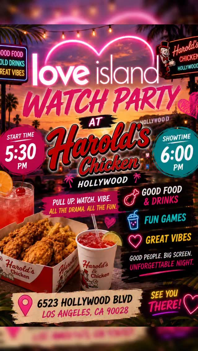 šÆTODAY
LOVE šISLAND WATCH PARTYšŗ
5:30pm | Showtime 6pm! āŖļø$8 DRINK SPECIALS
Hosted by @leiah_geee
6523 Hollywood Blvd