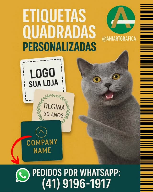 📢 Etiquetas quadradas personalizadas – para TUDO!
🏷️ Lojas
🎂 Aniversários
🏢 Empresas
🎉 Eventos
🍬 Doces e embalagens
📂 Organização
Você escolhe: tamanho, cor, fonte, texto, design. A gente imprime com a melhor qualidade!
🖨️ Impressão nítida
✂️ Acabamento perfeito
📦 Enviamos para todo o Brasil
💰 Preço especial – R$34,50 - 60 unidades.
📲 Manda um WhatsApp agora:
(41) 9196-1917
#EtiquetasPersonalizadas #EtiquetaQuadrada #Adesivos #IdentidadeVisual #Lojas
