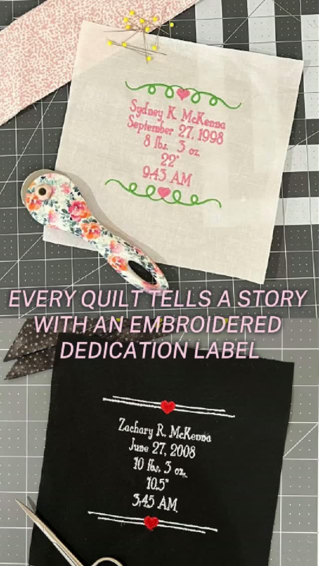 Every quilt tells a story... and every story deserves to be remembered.
Our custom embroidered dedication labels are the final stitch that transforms a beautiful quilt into a cherished family heirloom.
Whether the quilt is made from a father's work shirts, a grandmother's favorite dresses, a military uniform, or treasured baby clothes, the dedication label gives future generations a glimpse into the life and love woven into every stitch.
Years from now, someone will unfold that quilt, read the label, and know exactly whose story it carries.
❤️ Every quilt has a story. Let us help you preserve it with a custom embroidered dedication label made especially for your keepsake quilt.
#MemoryQuilt #QuiltLabel #KeepsakeQuilt #FamilyHeirloom #MemorialQuilt #CustomEmbroidery #SweetOnStitches
https://sweetonstitchesetsy.etsy.com/listing/1093483632/finished-embroidered-square-customized