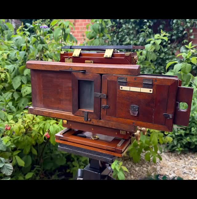 It’s been satisfying to renovate this Victorian, Billcliff repeating back and find out how it works to make three images onto one, postcard-sized, negative. I first needed to find a way to attach it to a camera; in this case a Gandolfi half-plate. I had a suitable broken double dark slide and screwed it to the Billcliff back. Some light leaks had to be traced and fixed including replacing some felt light seals. To use, The glass screen is slid into position and the camera focussed.
Then the back is slid to position 1 where it locks into place and the first exposure made. The process is repeated focussing on a different subject each time - or - three images of the same thing can be made. #largeformatphotography #vintagecamera #camerarepair