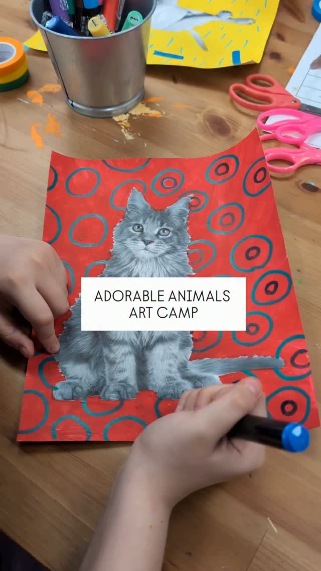 Our Adorable Animals Art Camp was packed with colorful paintings, cool collages, and so much creativity! From axolotls and capybaras to sloths, macaws, and chickens, campers brought their favorite animals to life while exploring texture, pattern, and mixed-media techniques. Between animal trivia, board games, free art time, and painting on our giant mural wall, it was the perfect way to end the week.
