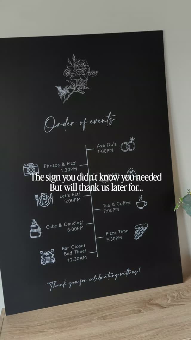 The wedding sign that answers everyone's questions before they've even asked them. 👀✨
An Order of the Day sign is one of those little details that makes a big difference.
It lets your guests know exactly what's happening and when. From the ceremony to speeches, dinner and dancing. So they're not left wondering what's next 🙃
Less confusion, fewer interruptions for you, and more time enjoying your day. 🤍
Because trust me... if you don't have one, someone will ask you what time the food is. And it'll probably be while you're halfway through your wedding photos. 😂🍽️
Taking bookings for 2026, 2027 & 2028 💛
www.holliebrucedesigns.com
#weddingstationery #luxuryweddingstationery #rusticweddingstationery #modernweddingstationery #orderoftheday