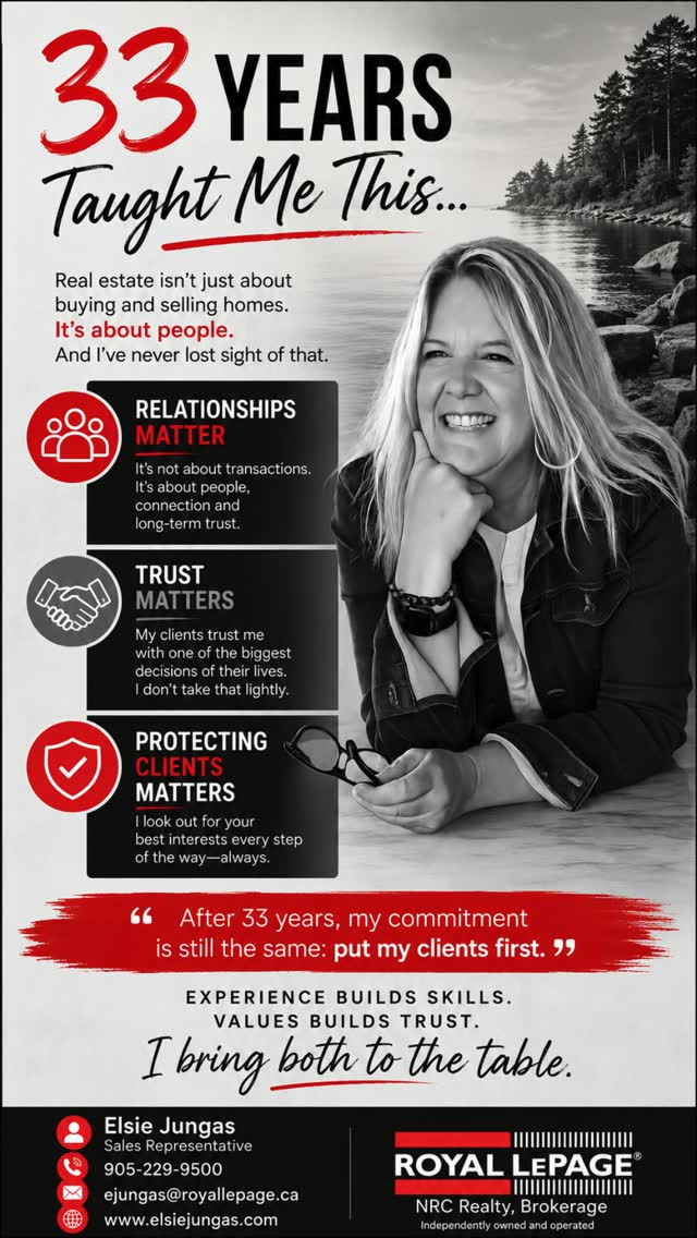 33 years. One promise: trust, relationships & putting clients first. Ready to make your next move? #ElsieJungas #RealEstate #TrustMatters #HaldimandCounty