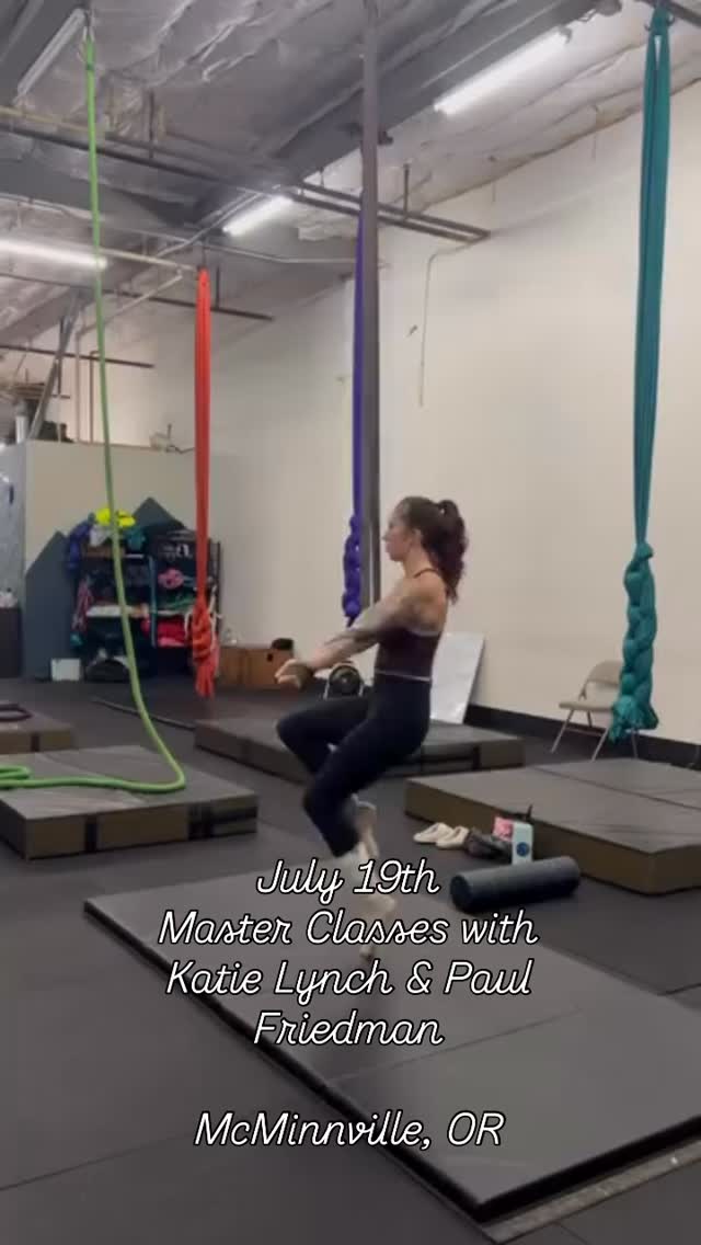 One week to go! 🎉
On July 19 we’re thrilled to welcome Katie Lynch & Paul Friedman to McMinnville for an incredible day of master classes!
☀️ 10:00 AM – All Ages Silks & Rope Dynamics
Outside under the shade of the trees 🌳
💪 12:00 PM – All Ages Straps
Outside under the shade of the trees 🌳
🤸 2:30 PM – All Ages & Levels Tumbling + Partner Acro
At Earth & Elevate Aerial Arts
Whether you’re looking to level up your aerial technique, try something new, or spend the day training with world-class coaches, there’s something for everyone.
Join us for one class or make a day of it and take all three!✨
#EarthAndElevate #AerialArts #Silks #Rope #Straps #PartnerAcro #Tumbling #McMinnvilleOregon #AerialCommunity #MasterClass