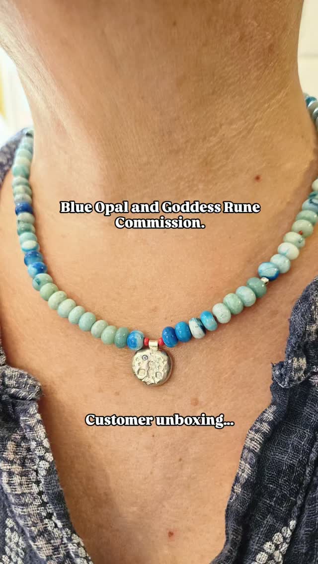 ✨️ Created as a birthday surprise from a husband to his wife, every detail was chosen with intention.
🔥A hand-formed sterling silver rune sits at the centre, stamped with the Goddess symbol and the Diamond symbol for strength, with their initials hidden on the reverse. It's then hand-knotted onto the most beautiful strand of dyed blue opal rondelles, chosen to reflect her calm, thoughtful spirit.
🌟What makes this commission even more special is that it's for someone who has supported my business for the last two years. To be trusted with creating something so deeply personal for someone who has championed my work for so long is something I'll never take for granted.
❤️Seeing her open it, wear it for the first time, and then take the time to send me such a beautiful review absolutely made my week. Thank you for letting me share a little glimpse of that here. Your kindness means more than you know.
✨️Jewellery has always been about so much more than metal and gemstones to me. It's about the people, the stories, the quiet moments of love, and the privilege of creating something that will hopefully be treasured for years to come.
Happy birthday, Hilary. I hope this necklace always reminds you of just how deeply loved you are. 🤍
#handcraftedjewelry #supportlocalbusiness