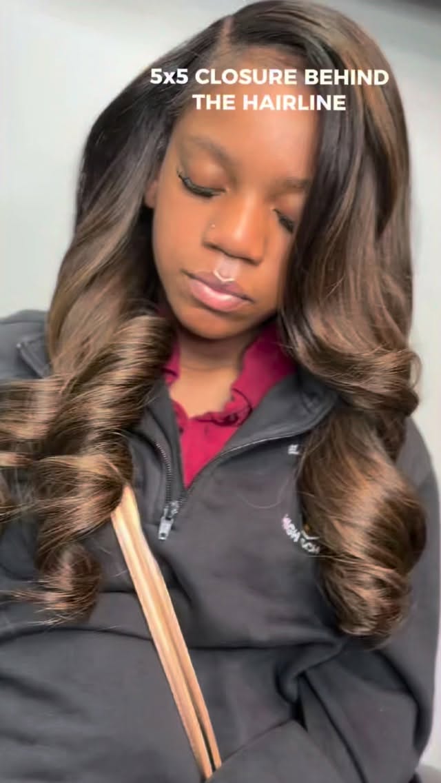 Book your 5x5 closure sew in behind the hairline consultation at www.TheHairgician.com/booking. #bridalhair #closurebehindhairline #beforeandafter #haircolor #explorepage