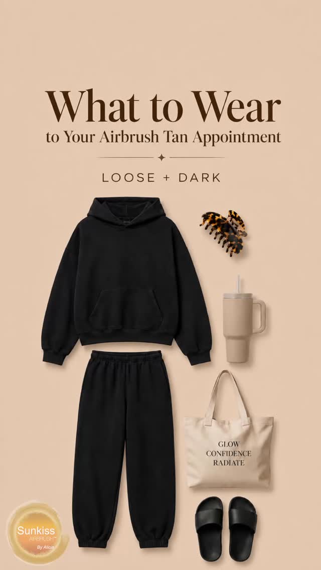 Ladies, here is an outfit example to wear when you come in to get an airbrush tan. It’s simple, and it is going to help you preserve the integrity of the tan. The inside of the material is important because sometimes it can be rough or have lines, so make sure the material is also soft on the inside.
Your Skin, But Better.
With love and a little bronze magic.
#AirbrushTan #SprayTan #SprayTanPrep #WhatToWear #SprayTanTips #TanPreparation #FlawlessTan #EvenTan #SprayTanResults #LuxuryBeauty #BeautyEducation #SkinPrep #GlowUpSkin #LongIslandSprayTan #WoodburyNY #SunkissAirbrushByAlicia