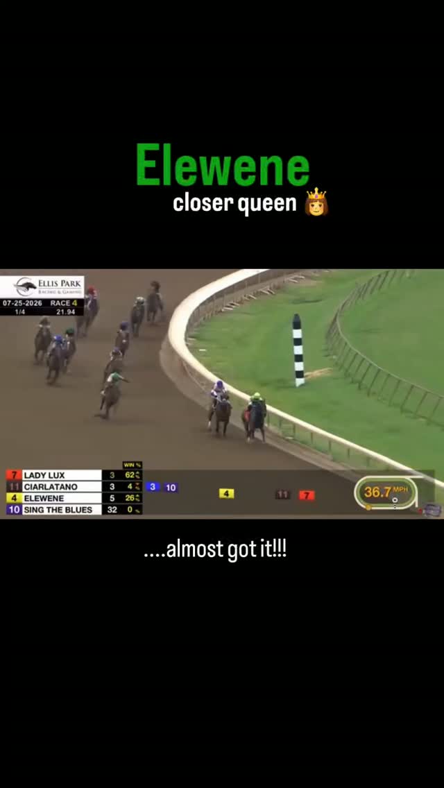 Soooooo close! Want to give some love to 2yo filly Elewene (Promises Fulfilled) on a great effort on first asking at Ellis Park today. Martin Garcia aboard for owner Bob Baron. πͺπl