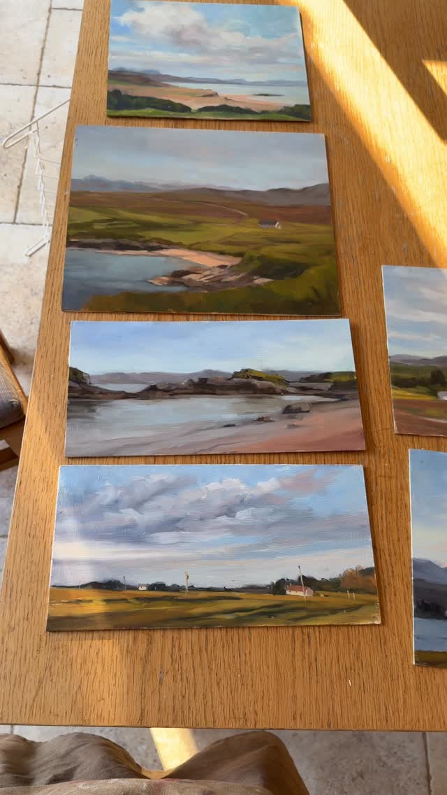 How many times can you repeat a phrase while wittering about paintings?
14 paintings to share , all introduced with the “ This is…….”
It’s a good job my paintings are better than my vocabulary
I am back from Scotland and very pleased with my output. The heatwave helped!! All available- dm me if you particularly want one as some will be going to galleries and others will be in my Exhibition at the Gardens Gallery August 25th to September 1st…. They may never make it to my website!!
#scottishart #paintingsofscotland #nc500 #highlandsandislands