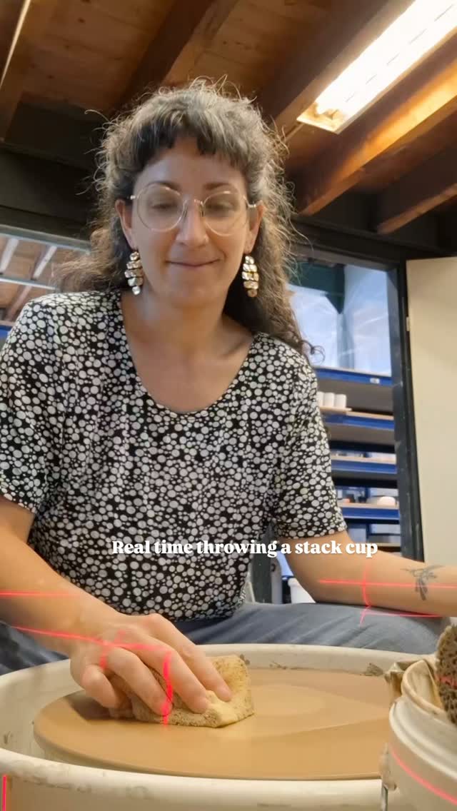 People often ask me how I make them so consistent. Here is how:
1. I pre-make balls of the same amount of clay (200 grams).
2. I always throw with a laser to mark the aimed height. With the stacking cups, I use two lasers to also mark where I need to start the curve.
3. I always measure the dimeter (9.0 cm)
4. Making a lot! (because practice does make perfect) The hands learn the shape and get used to it.
These colorful cups were the most popular item at the last market. They are so cute I can't stop making them 😊 also perfect for coffee!
Thank you for reading! Follow for more ☕
#pottery #ceramiclovers #ceramics #pottenbakken #wheelthrownpottery