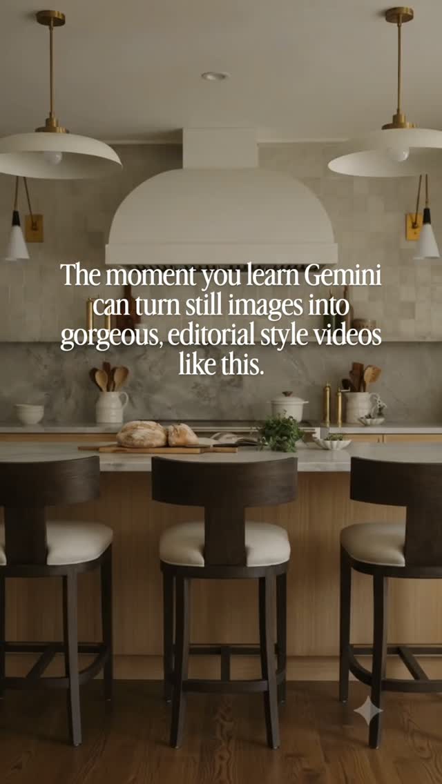 If you've got beautiful still photos sitting in your camera roll and zero video footage to go with them, this one's for you.
I used Gemini to turn a handful of still images into a polished, moving video and the result genuinely surprised me.
Here's the exact prompt I used:
"I want you to create a Reel video in the correct 9x16 format using these images. Animate the images in a cinematic and editorial style using slow movements. Each clip should be between .8 and 1 second in duration. The right format is critical, it must be in a vertical, 1080x1930 pixel format."
Save this for the next time you need video content and only have stills.
And be sure to follow for more tips!
#InteriorDesigner #VideoCreation #Reels #Gemini