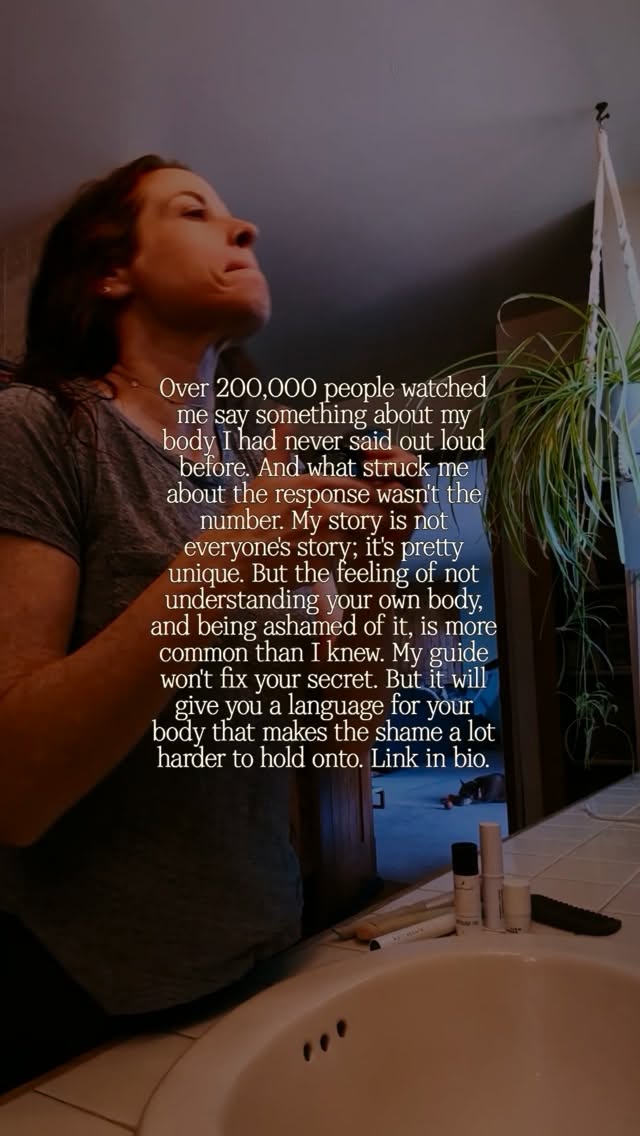 I want to be honest about what I thought would happen when I posted that reel.
I thought a small number of people with my specific experience would find it and feel less alone. I did not expect it to travel the way it did because I was thinking about the specifics of my story instead of the universality of what was underneath it.
200,000 people did not show up because they share my birth defect.
They showed up because they know what it feels like to have a body they do not fully understand and to carry that gap as if it were a personal failure. The shame of not understanding your own body is not a rare experience. It is one of the quietest and most widespread things women carry and one of the least talked about.
Your secret might be nothing like mine. It might be the way your body responds the week before your bleed that you have never been able to explain. The desire that goes quiet for days and the guilt that follows. The rage that arrives in the same window every month that you have been apologizing for since you first noticed it. Something about your body you have decided to simply manage in private because naming it out loud feels like too much to ask anyone to hold.
I cannot fix whatever that thing is for you. The Sync Your Self-Care Guide cannot fix it either.
But it can give you a language for your body that changes your relationship with it entirely. A language that makes the unpredictable predictable and the vaguely shameful suddenly understandable. Shame has a very hard time surviving in the presence of genuine understanding. It needs the darkness of not knowing to keep its grip. The moment you start to really understand your body, phase by phase, signal by signal, the shame starts to loosen in a way that nothing else has quite managed.
Not a fixed body. An understood one. And the difference between those two things is the difference between a life spent managing and a life spent living.
✨ Digital download and paperback both available. Link in my bio.
#risinglight #cycleawareness #bodyliteracy #syncyourselfcare #authenticease originstory radicalauthenticity healingjourney hormonehealth womenswellness cyclicalliving
