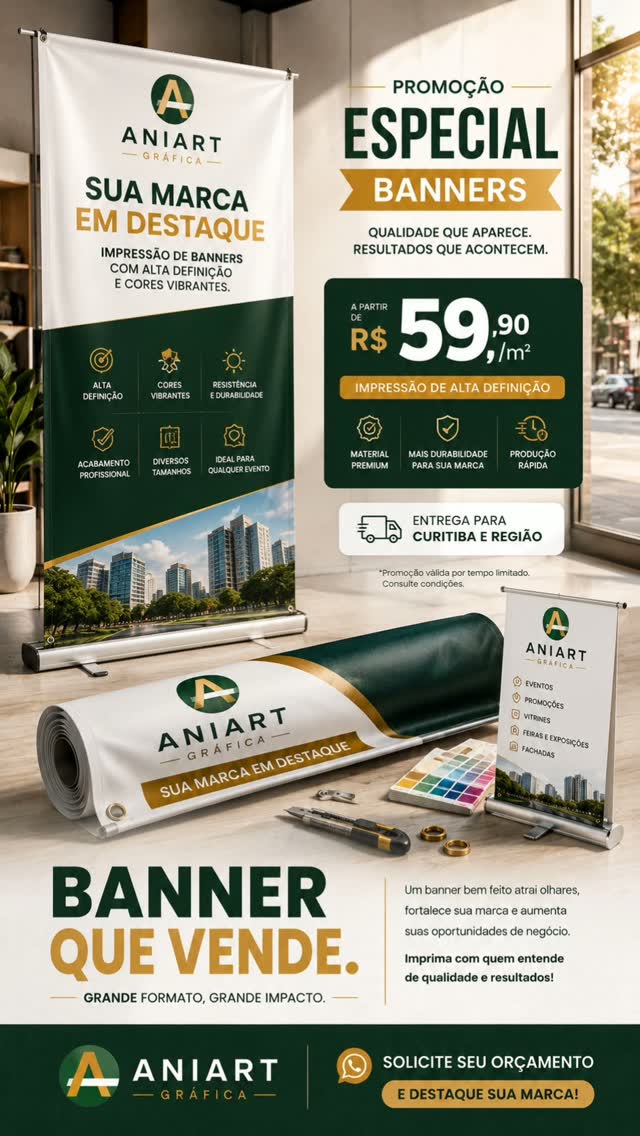 Banners a partir de R$59,00 / m2
Solicite seu orçamento.
#aniartgrafica