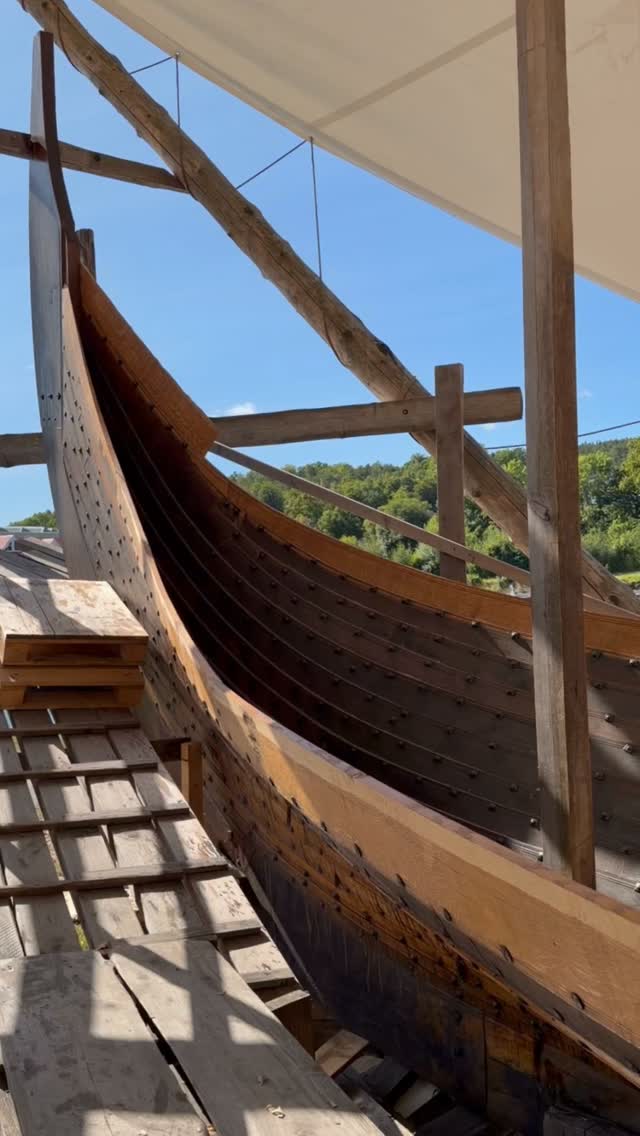THE SAGA GOKSTAD
At Vikingodden in Tønsberg, the Saga Gokstad is taking shape—a full-size archaeological reconstruction of the famous Gokstad ship excavated in Vestfold in 1880.
The Chieftain first saw the project in 2022, when little more than the keel and earliest structural work were visible. He returned in 2025, when the first clinker-built strakes had begun to rise. In 2026, the ship’s form is now clearly emerging, and the builders estimate roughly two more years before completion.
The project is led by the Oseberg Viking Heritage Foundation (Stiftelsen Oseberg Vikingarv), which previously built Saga Oseberg and Saga Farmann. Their work is not simply about appearance—it preserves practical knowledge of Viking Age woodworking, clinker construction, rigging, sailing, and seamanship.
Vestfold already has full-size representatives of its major Viking ship finds:
* Saga Oseberg — Oseberg
* Saga Farmann — Klåstad
* Gaia — Gokstad, built in 1990 and still sailing after 36 years
* Saga Gokstad — the new archaeological reconstruction now under construction
The Chieftain has watched Saga Gokstad grow from its keel upward over several years. It is one thing to see a Viking ship preserved in a museum. It is another to stand beside craftsmen and watch one being born again from oak.#gokstad #vikingships #vikingship #odinswarriortribe
