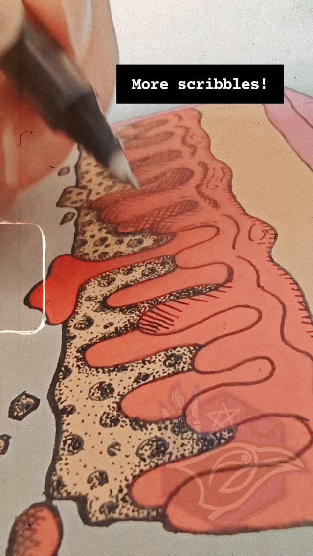 More scribbles! Inking lines onto the "goopy" part of my drawing to add some more depth.
#WeirdArt #LowbrowArt #AlternativeArt #CorvusArts #OddArt