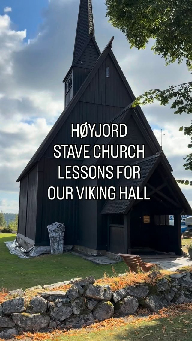The Chieftain visited Høyjord Stave Church in Vestfold to study architectural and preservation details for the Viking Hall rising this November in Southern Maryland.
Høyjord is Vestfold’s only surviving stave church and one of Norway’s three remaining central-mast churches. Its Romanesque choir dates from the late 1100s, while the Gothic nave was constructed around 1275.
The church also preserves a rare medieval bronze ship vane traditionally associated with Jarl Alv Erlingsson—Earl of Sarpsborg and the warrior sometimes remembered as “the last Viking.” The original is protected inside, while a gilded replica crowns the spire.
By extraordinary good fortune, preservation work was underway during the visit. The church was being treated with milebrent tjære: traditional kiln-burned pine tar made by slowly heating resin-rich pine with limited oxygen.
The photographed 20-liter containers identified the producer as Sigvald Øyberg, production year 2024, and source barrel number five. The tar was warmed on electric plates set around 115–120°C, then carefully brushed into the dry timber. Workers wore protective clothing and respiratory equipment because heated tar releases potentially harmful vapors.
After treating the roof, the craftsmen sprinkled finely crushed charcoal onto the warm tar. This traditional method creates a stronger protective wear layer against sun, rain, and wind.
The exterior also uses overlapping vertical boards with a distinctly lapstrake-like, water-shedding principle—the architectural cousin of clinker-built Viking ship construction. The same technique has now been observed on two medieval Norwegian stave churches.
A great wooden structure is never simply raised and forgotten. It survives because each generation accepts responsibility for renewing it.
From Norway to Southern Maryland, the thread continues.
#OdinsWarriorTribe #HøyjordStaveChurch #StaveChurch #VikingHall #PineTar TraditionalCraft LivingHistory Norway Vestfold SouthernMaryland