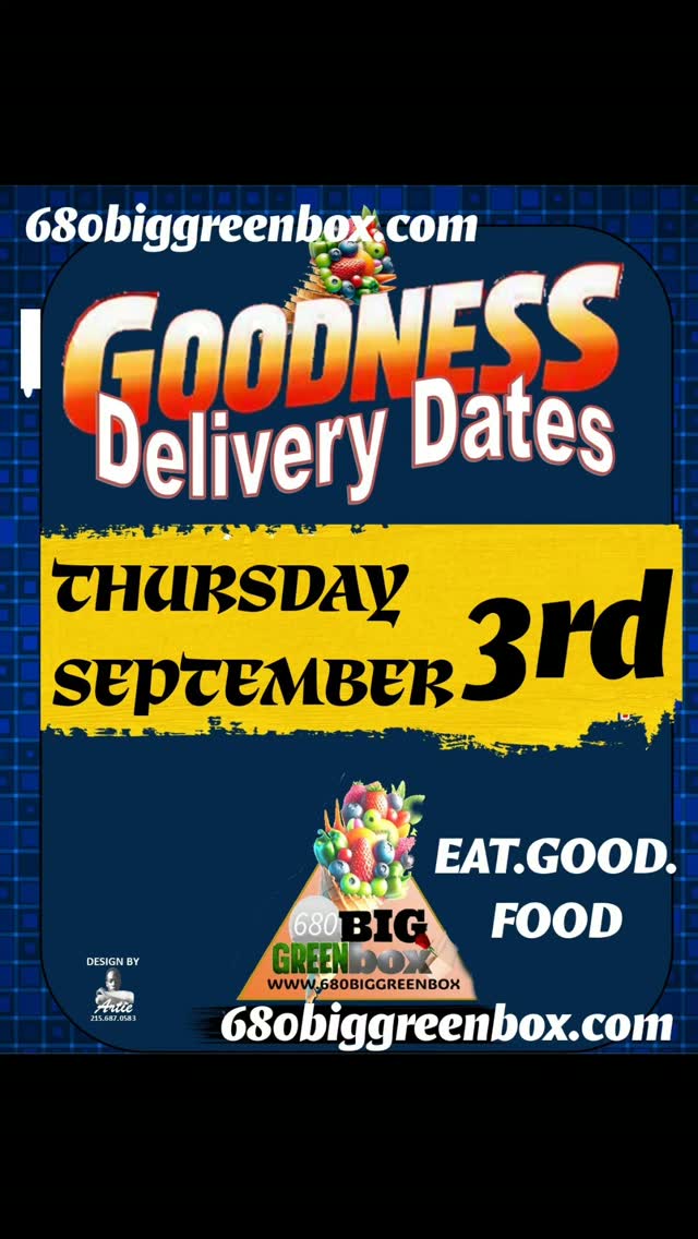 HAVE A GREAT DAY!
GOODNESS DELIVERY THIS THURSDAY!
#PHILLYSBEST
#eatgoodfood
#qualitygoodnessdelivery
#viral
$680BGBOX / Cashapp
680biggreenbox@gmail.com/ PayPal
VENMO | Message for information