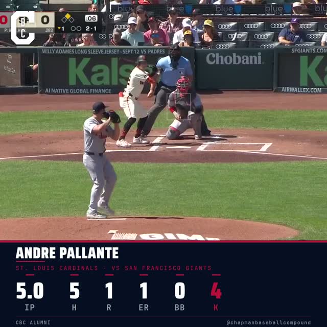 @andrepallante gave the Cardinals five solid Wednesday against the Giants, allowing just one earned on five scattered hits while striking out four. Worked around traffic and kept San Francisco off the board when it counted.
#cbcmob #cardinals #mlb #pitching