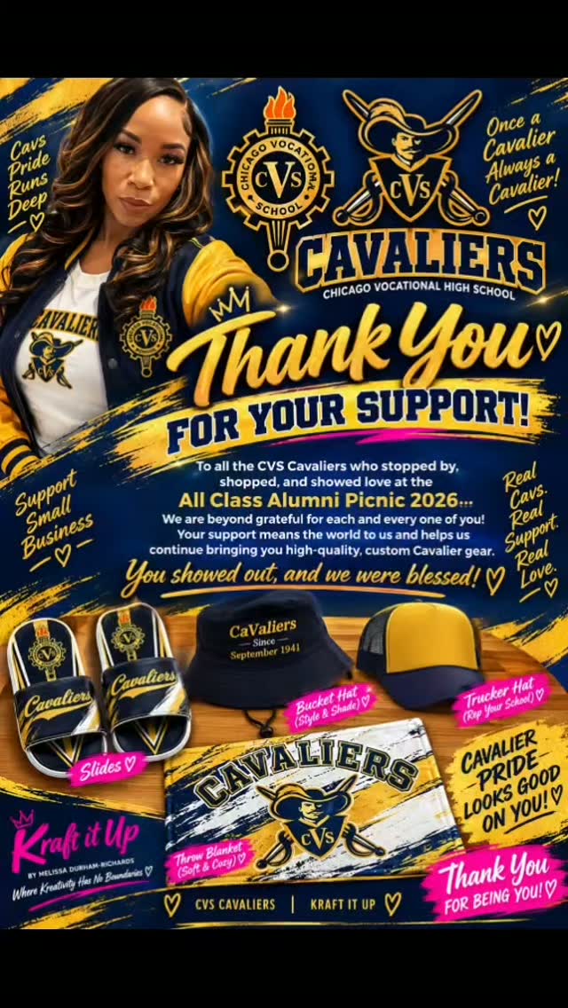 Thank you so much 💓 for your continued love and support 💙💛💙.
#cvs4life #cvsalumni #CustomApparel #alumnireunion #kraftitup