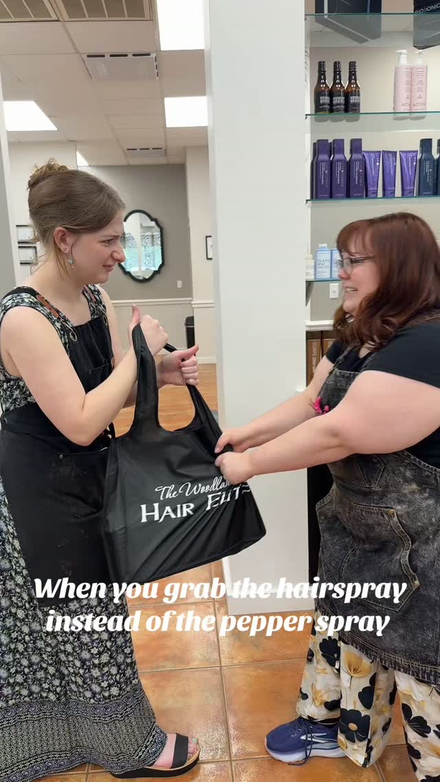 When you grab the hairspray instead of the pepper spray… 😂💨
Hey, at least they’ll be scared AND have a strong hold. 💁♀️
#FunnyFriday #ConroeHairSalon #TheWoodlandsHairStylist #TWHE #TheWoodlandsHairElite
