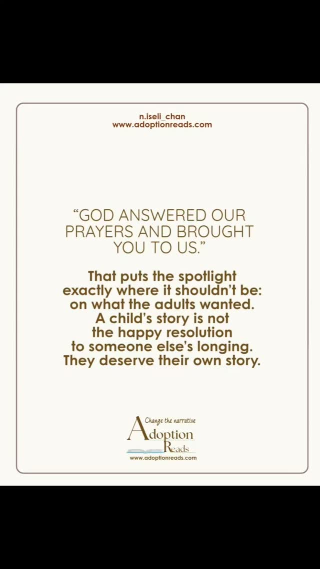 Adoption isn’t a prayer answered.
Faith can be part of the story.
But “God’s plan” isn’t an explanation.
Parents: start the conversation. Tell the truth.
#AdoptionReads
#AdoptionEducation
#NotGodsPlan
#RealAdoptionConversation
#ChangeTheNarrative