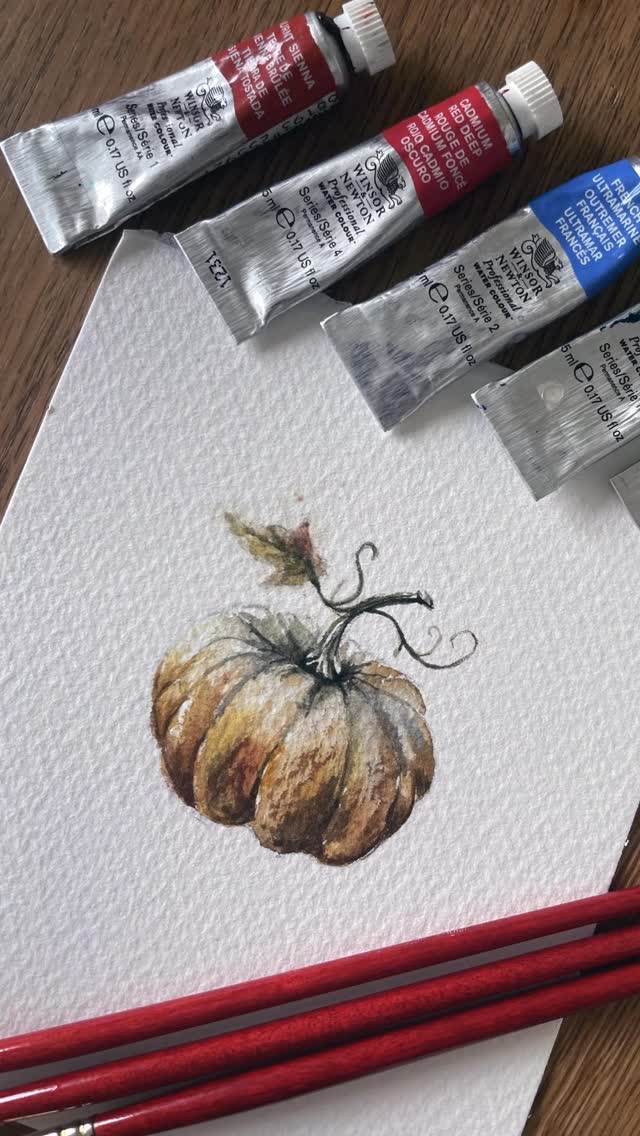 A little pumpkin for this Thursday morning. #paintingvideo #noAI #watercolourart #watercolourpumpkin #learningresources