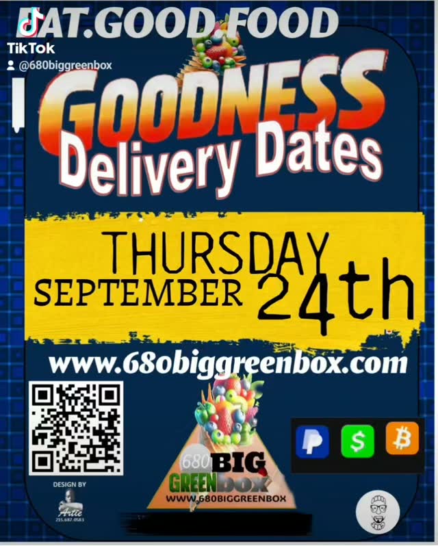 SUNDAY!!
Delivery Day is Thursday.
@680biggreenbox