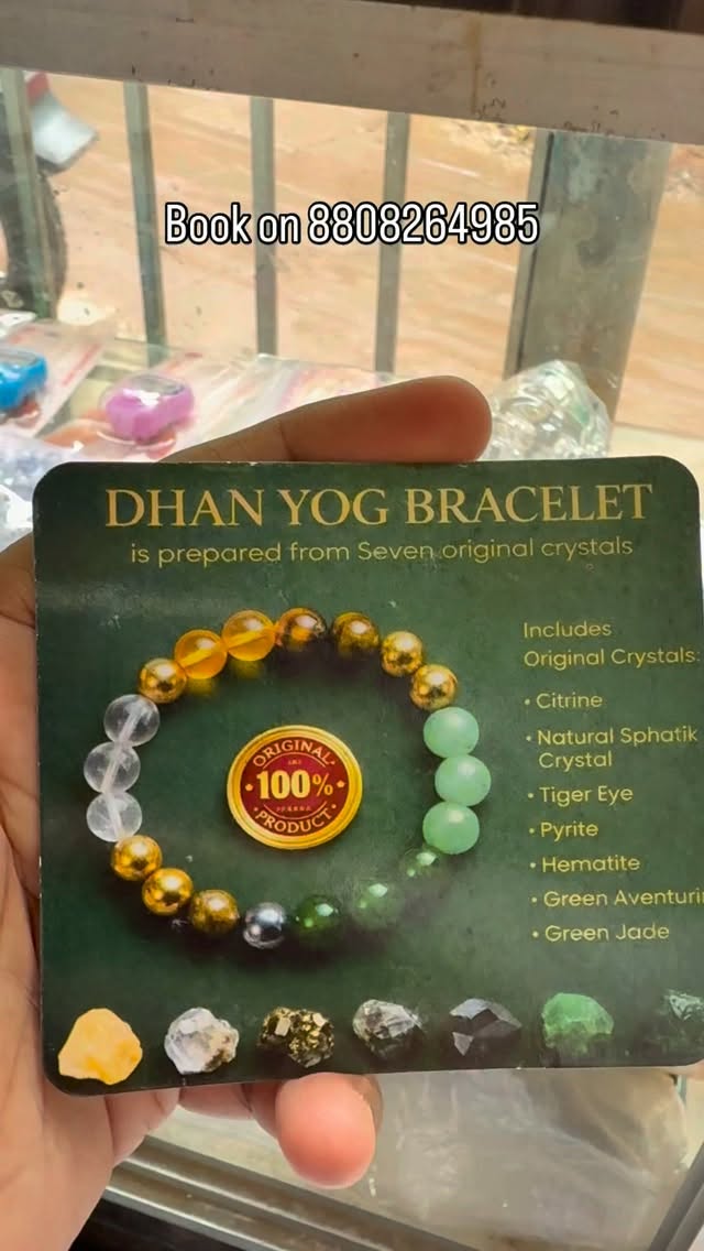 Certified Dhan yog bracelet available at Vikas Jewellers Varanasi with free shipping all over India
#dhanyog #dhanyogbracelet #crystal #onlineshopping #womenfashion