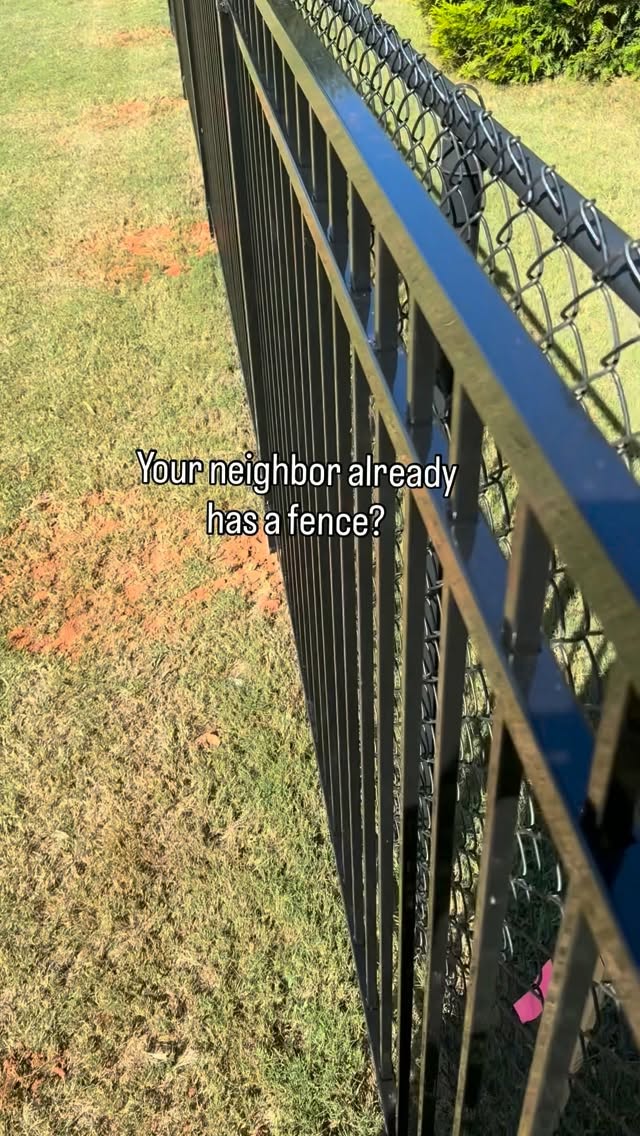 You can build a separate fence on your side of the property line that way each fence stands on its own. If you connect, get their agreement in writing & clarify who handles future repairs. #fence #amigofenceandstain #FenceTips #fencegoals