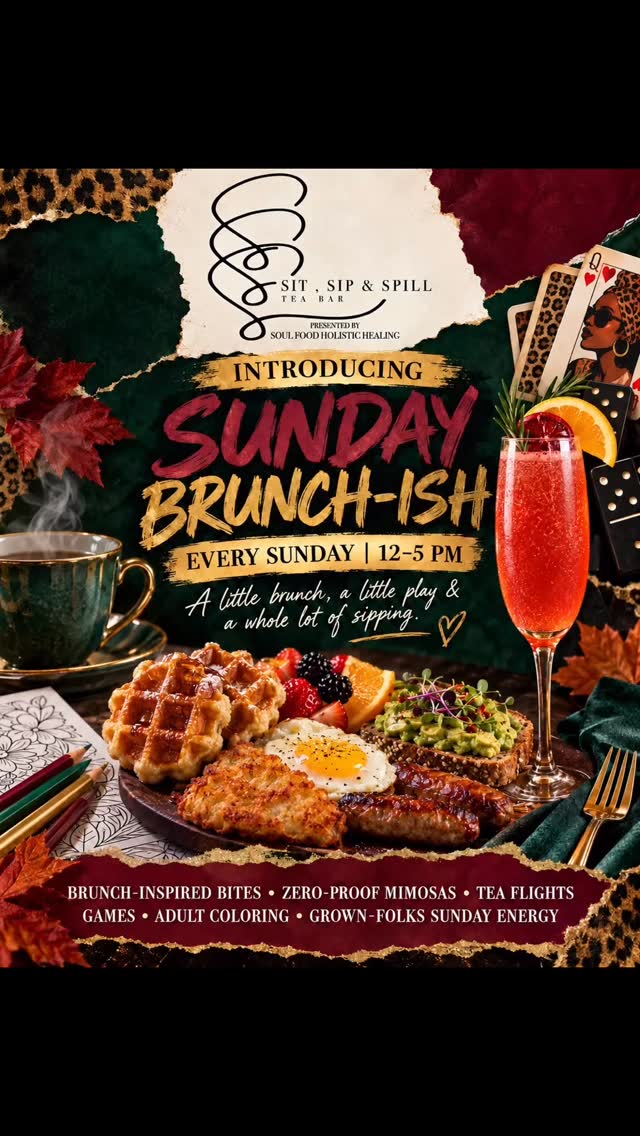 Okay Tribe… WHO brunchin’ with us this Sunday?! 👀🥂
We’re starting something NEW and we want our people in the building! 💚
Sunday Brunch-ish is our little twist on brunch—good food, zero-proof mimosas, tea flights, games, good energy, and absolutely NO Sunday scaries allowed. 😂
Come eat, sip, laugh, play a game or two, and wind down with us before Monday starts Monday-ing again. 😩
📅 This Sunday
⏰ 12–5 PM
📍 Sit, Sip & Spill Tea Bar & Cafe
Tag your brunch crew and tell ‘em WE GOT PLANS SUNDAY! 🥂✨
#SundayBrunchish #SitSipSpill #SoulFoodHolisticHealing #SWATL #AtlantaBrunch ZeroProofATL