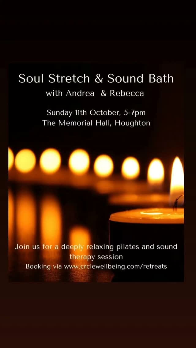 One week to go… ✨
Next Sunday is our Soul Stretch & Sound Bath at Houghton Memorial Hall, and honestly, this is exactly the kind of evening I think we all need sometimes.
Two hours to slow everything down....
We’ll start with gentle movement and stretching to help you release some of the tension you’ve been carrying around all week, then Rebecca will take over with a beautiful sound bath so you can properly switch off, rest and just be for a while.
No pressure.
No performance.
No needing to be good at anything.
Just movement, relaxation, stillness and a bit of space for yourself. ❤️
Sunday 11th October
5:00–7:00pm
Houghton Memorial Hall
£22
Come in comfy clothes, bring a mat and blanket, and give yourself a couple of hours where nobody needs anything from you.If you fancy joining us, drop me a message or book your place here:
www.crclewellbeing.com/retreats
I’m really looking forward to this one. ❤️