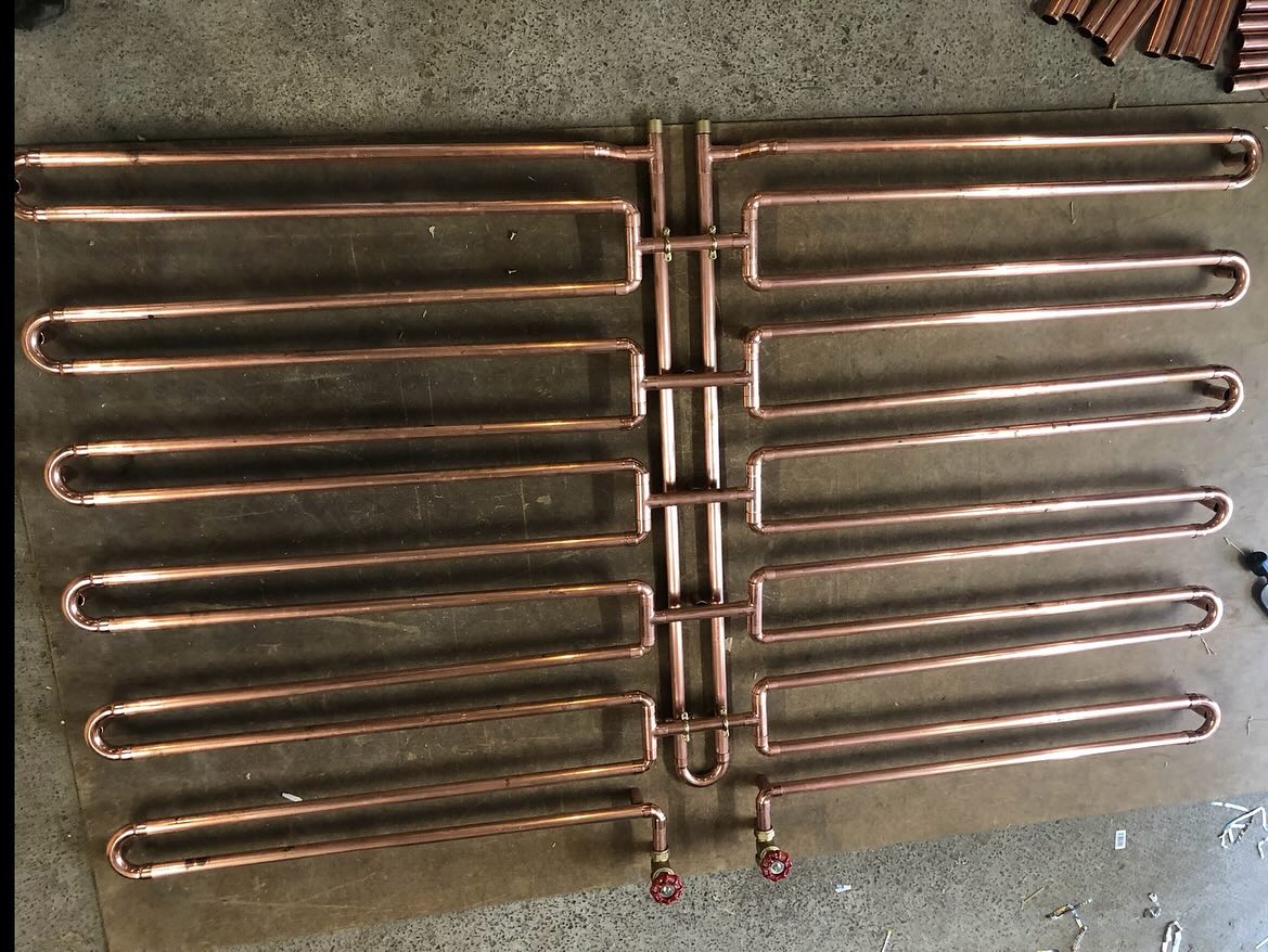 Here’s some mid build pics of a VERY complex radiator recently commissioned and to be placed in a hotel lobby. This was a lot of work but great satisfaction when finished! We do simple and complex…you choose. Please just get in touch at www.bowstreetinteriors.com
#copperradiator #copper #radiators #bespokeradiators #copperpipe #copperpipeart #copperpipework #industrialradiator #handmade #handmaderadiator #hotel