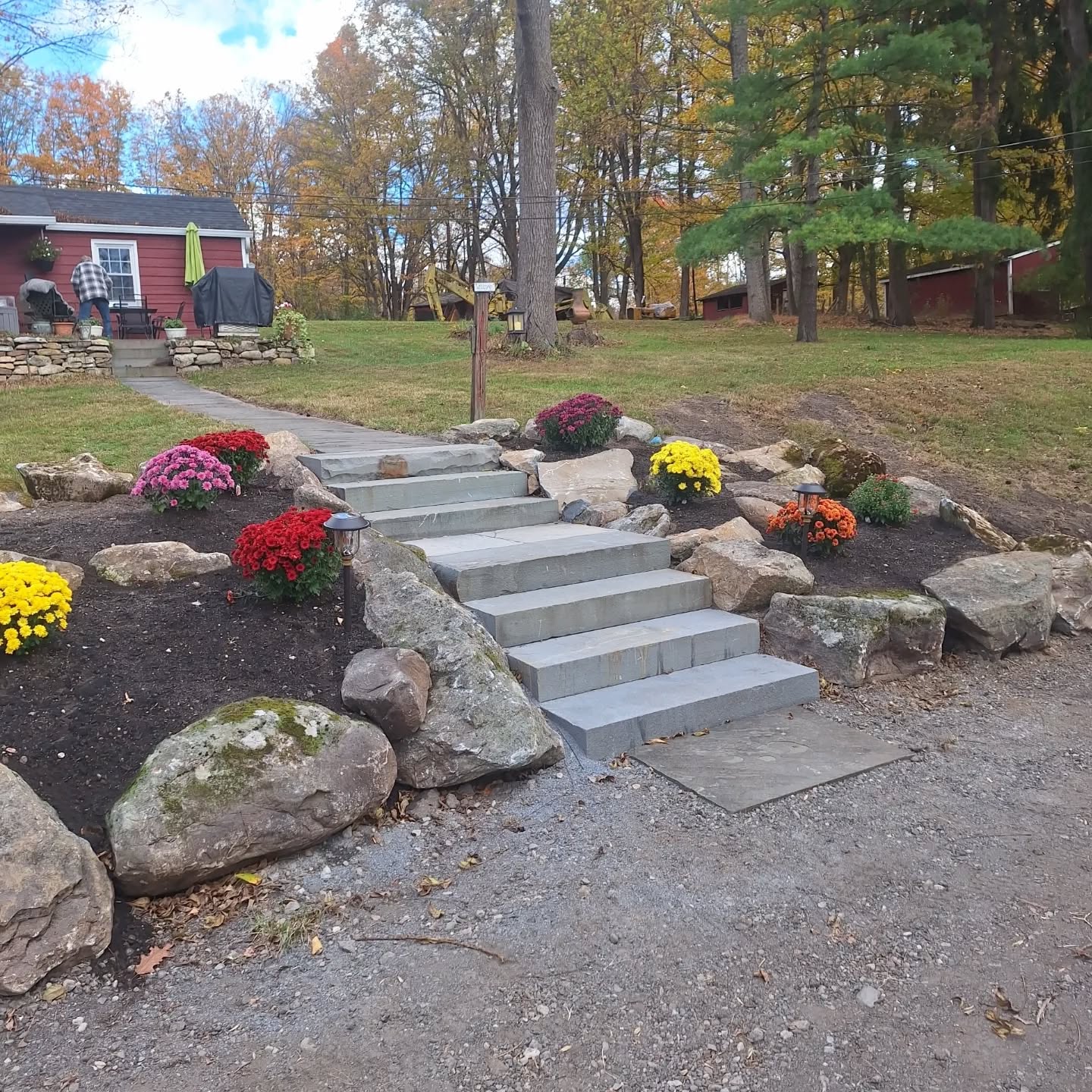 Check out this gorgeous walkway that we recently completed in Vienna, NJ, with a tiered moss rock garden that includes mums, and bluestone steps.
Call today for your free estimate!
#mums #blustone #homeimprovement #vienna #landscaping #mossrock #veterenowned #familyowned #localbusiness