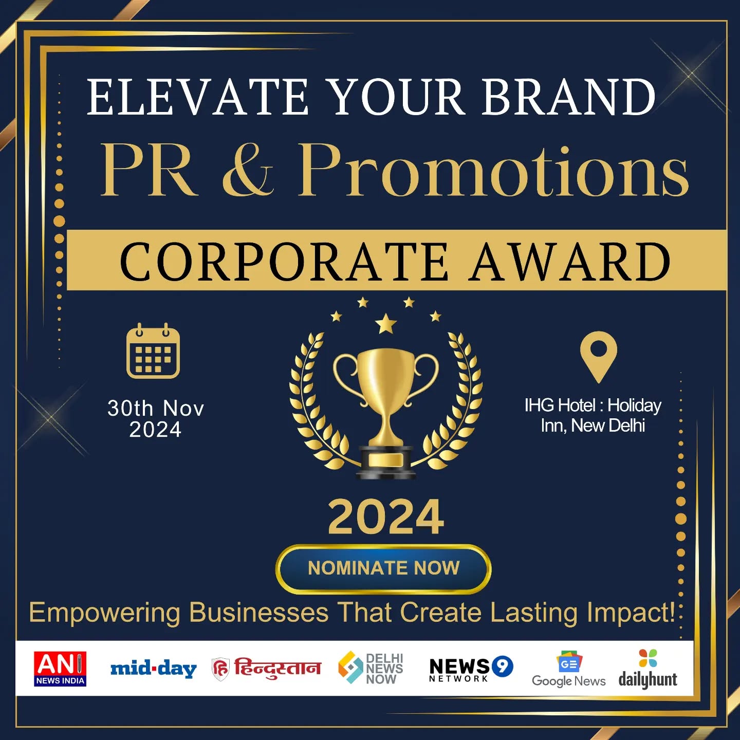🏆 Corporate Award Ceremony!
🎉 Join us on 30th Nov in Delhi
🌟 Celebrate Excellence and Achievements
📝 Nominate by 1st Nov 2024
💸 Fee: Ask Us
🎊 Let’s celebrate your success together!
🚨 Limited spots available! Register now!
#celebrationcenturies #upcomingevent
