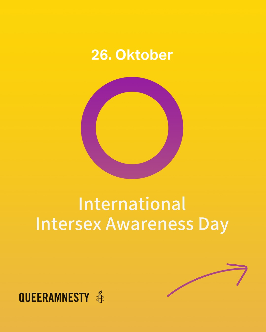 🌈 Heute ist Intersex Awareness Day 🌈
Heute ist ein wichtiger Tag, um das Bewusstsein für Intergeschlechtlichkeit zu schärfen und die Vielfalt menschlicher Körper zu feiern. Inter* Personen sind diejenigen, deren körperliche Merkmale nicht in die typischen Kategorien von männlich oder weiblich passen.
Leider sind inter* Menschen oft von Diskriminierung, Stigmatisierung und medizinischen Eingriffen, die ohne ihre Zustimmung vorgenommen werden, betroffen. Queeramnesty setzt sich für Menschenrechte von inter* Personen ein.
Jeder Mensch hat das Recht, sich selbst zu sein und im eigenen Körper wohlzufühlen.
@interaction_ch
#IntersexAwarenessDay #LGBTQ+ #Inklusion #Vielfalt #menschenrechte #amnestyinternational