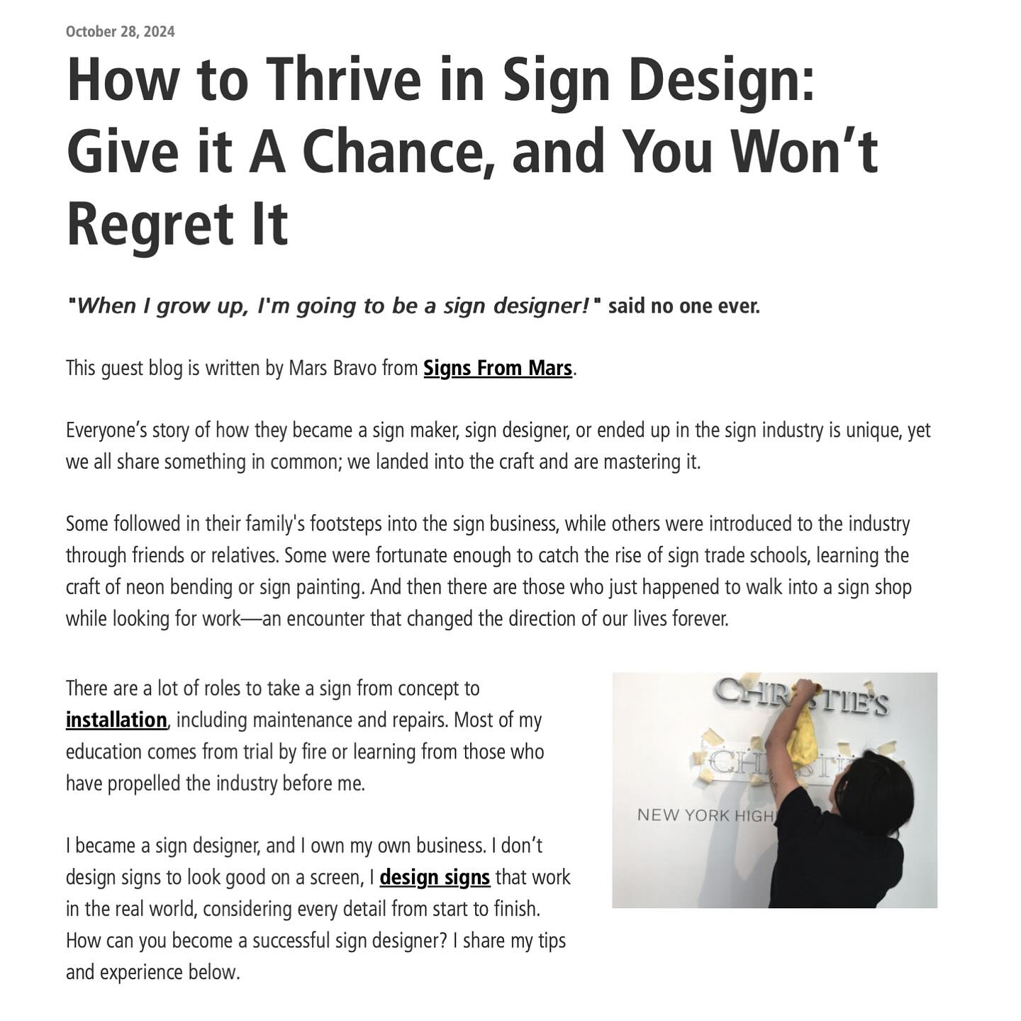 I am deeply proud and thankful for the recognition we’ve brought to our sign industry. By reimagining traditional plaque making and sharing my personal journey, we’ve created something truly meaningful and timeless. This is just the beginning of my journey. I invite you to read my latest article (and previous ones) to see how Gemini embodied a commitment to quality and innovation. Together, we will continue to inspire and elevate our craft! ☺️
Link in bio 🙏🏼